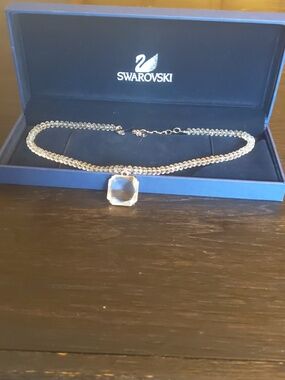 Swarovski Clear Crystal Square Pendant Necklace